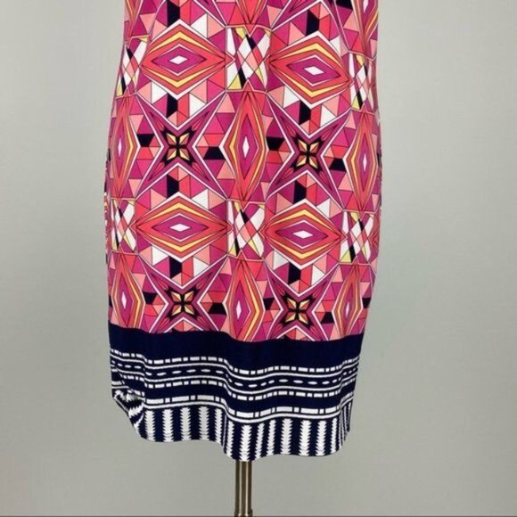 Laundry Shelli Segal Womens Geometric Cap Sleeve Shift Dress Pink size Small - Picture 3 of 12